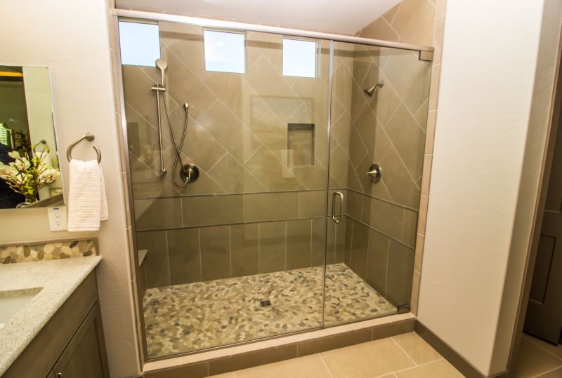 Open Concept Shower with Large Tiles
